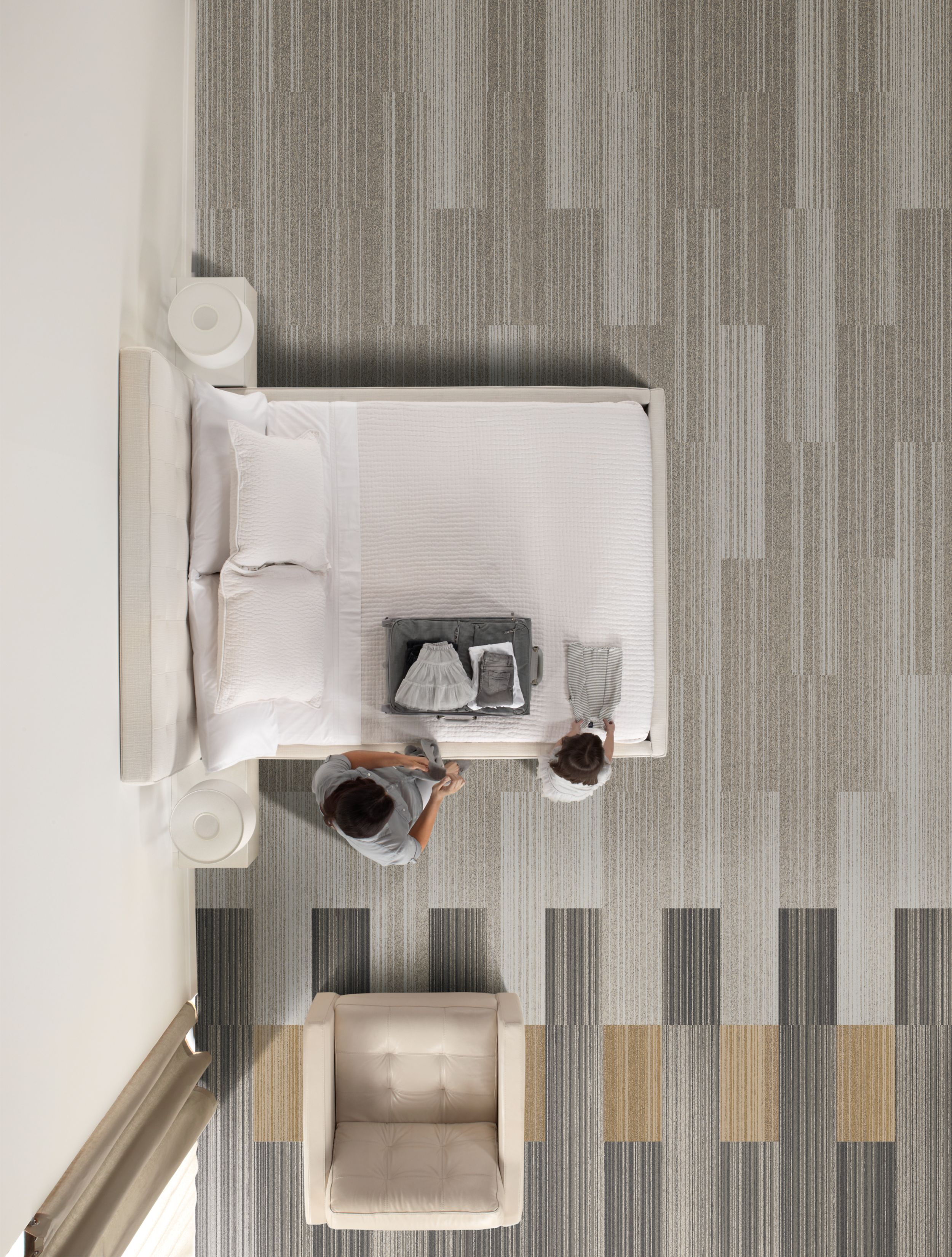 Interface RMS 509 and RMS 702 plank carpet tile in hotel guest room imagen número 9