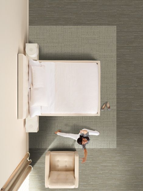 Interface RMS 607 carpet tile and RMS 703 plank carpet tile in hotel guest room imagen número 6