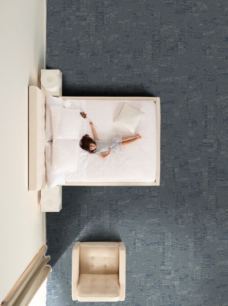 Interface RMS 701 plank carpet tile in hotel guest room