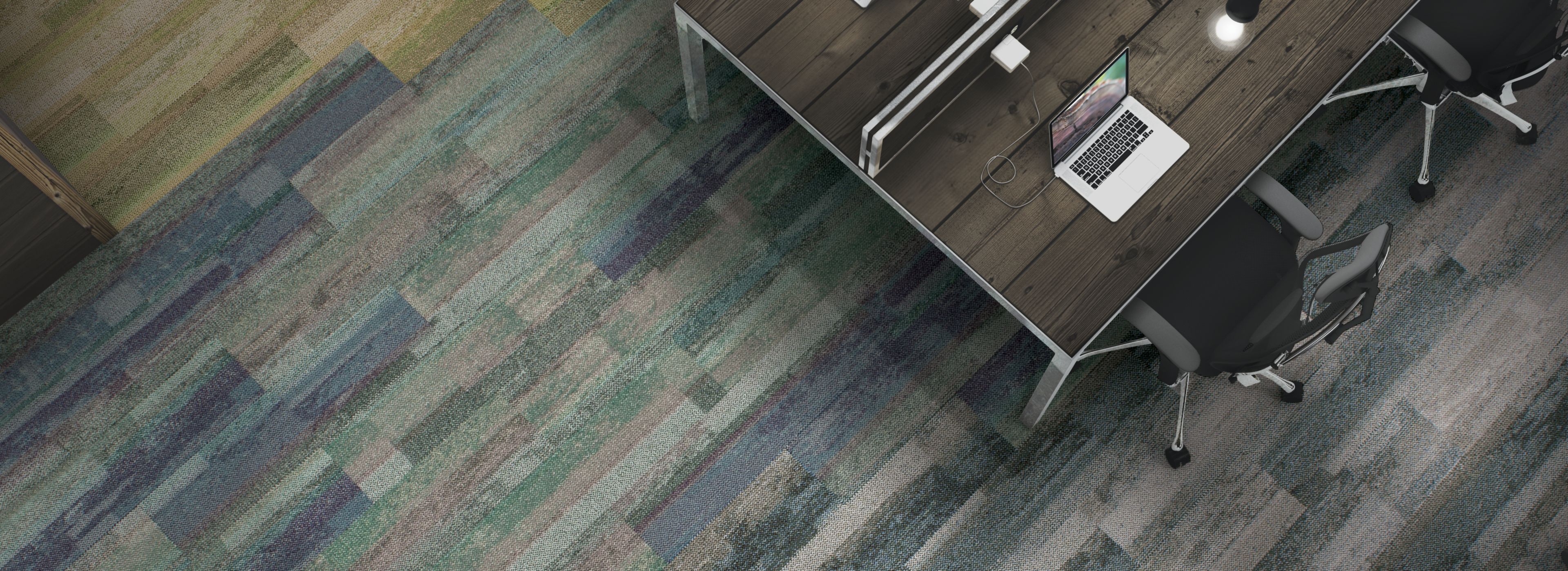 Interface Reclaim plank carpet tile in overhead view of office area imagen número 1