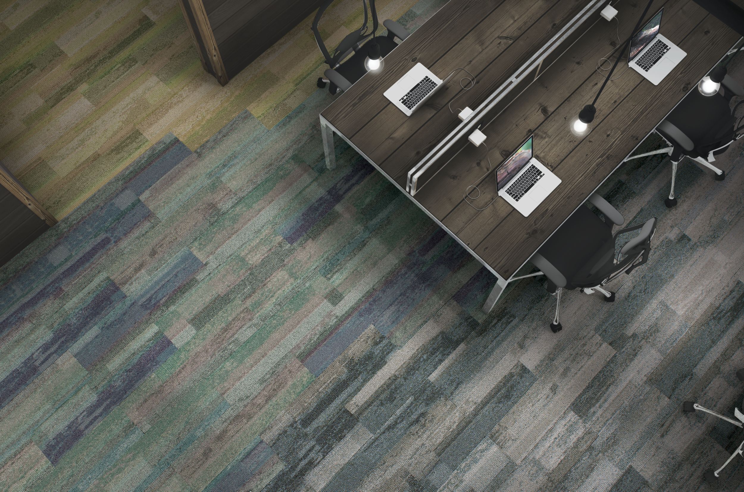 Interface Reclaim plank carpet tile in overhead view of office area imagen número 4