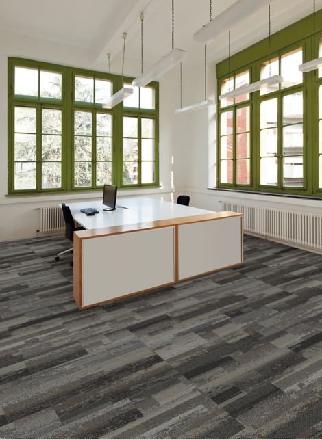 Interface Reclaim plank carpet tile in interior design studio