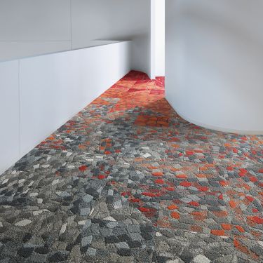 Rue, Red & Orange, Stone Course, Orange Stone & Grey Stone, Design by Tile