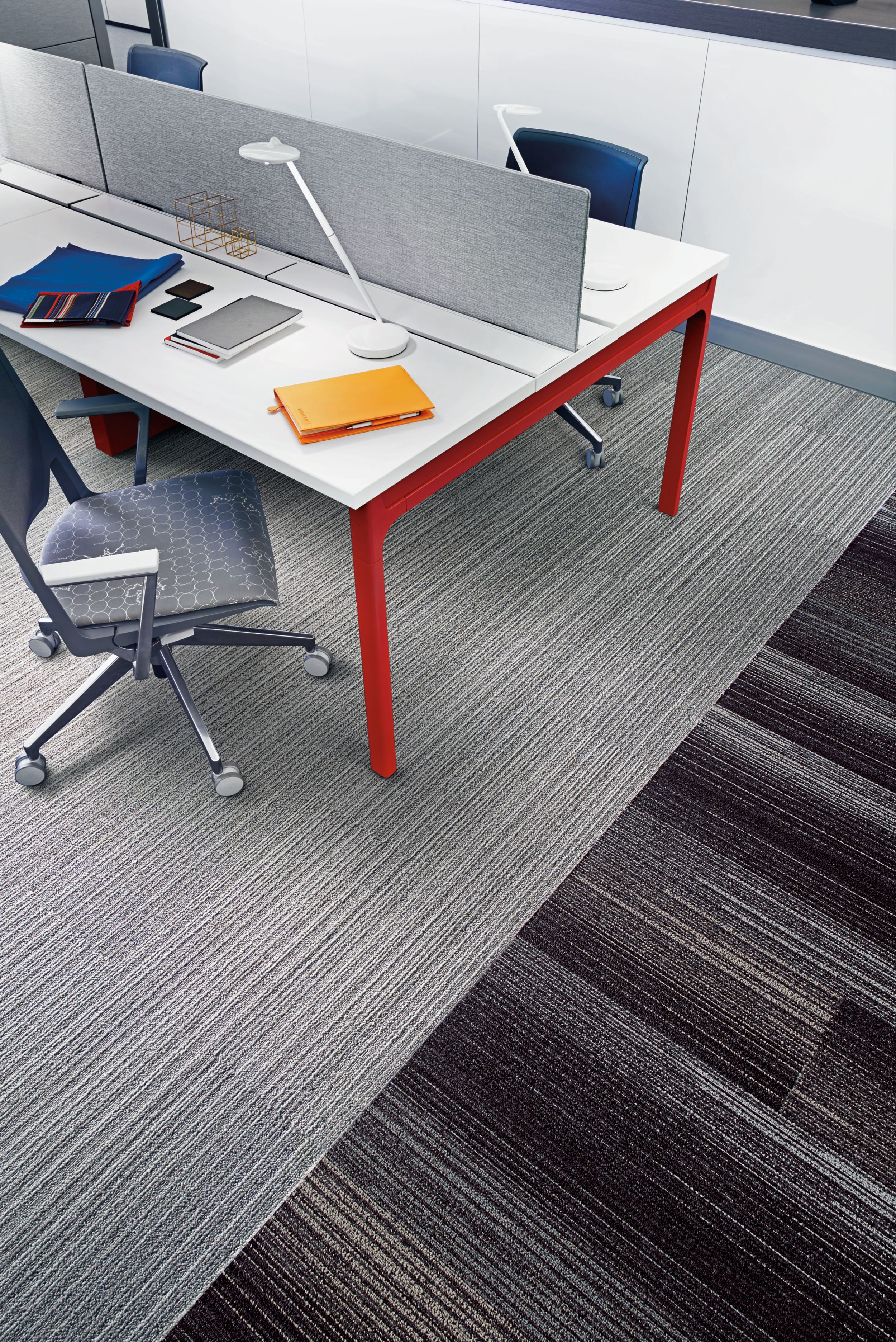 Interface SL910 and SL930 plank carpet tile with desk and chair image number 1