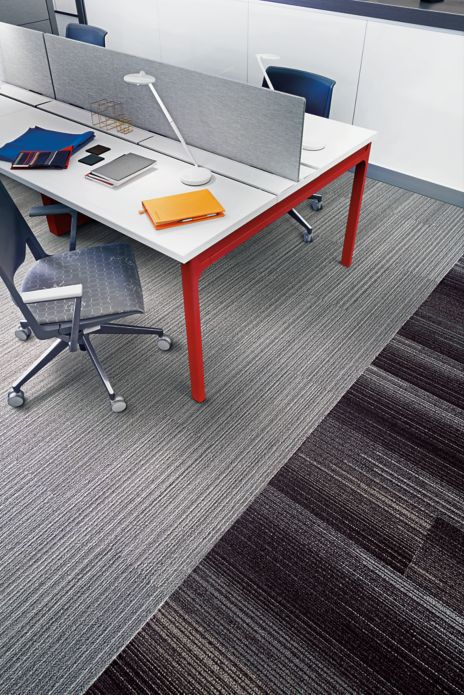 Interface SL910 and SL930 plank carpet tile with desk and chair