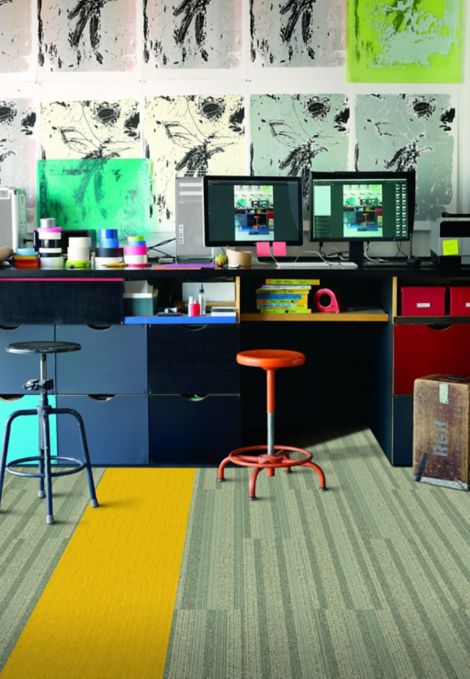 Interface SS217 and Viva Colores carpet tile in a colorful workspace image number 2