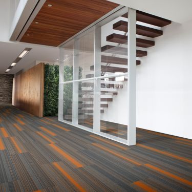 Interface SS218 plank carpet tile under a stairwell image number 1