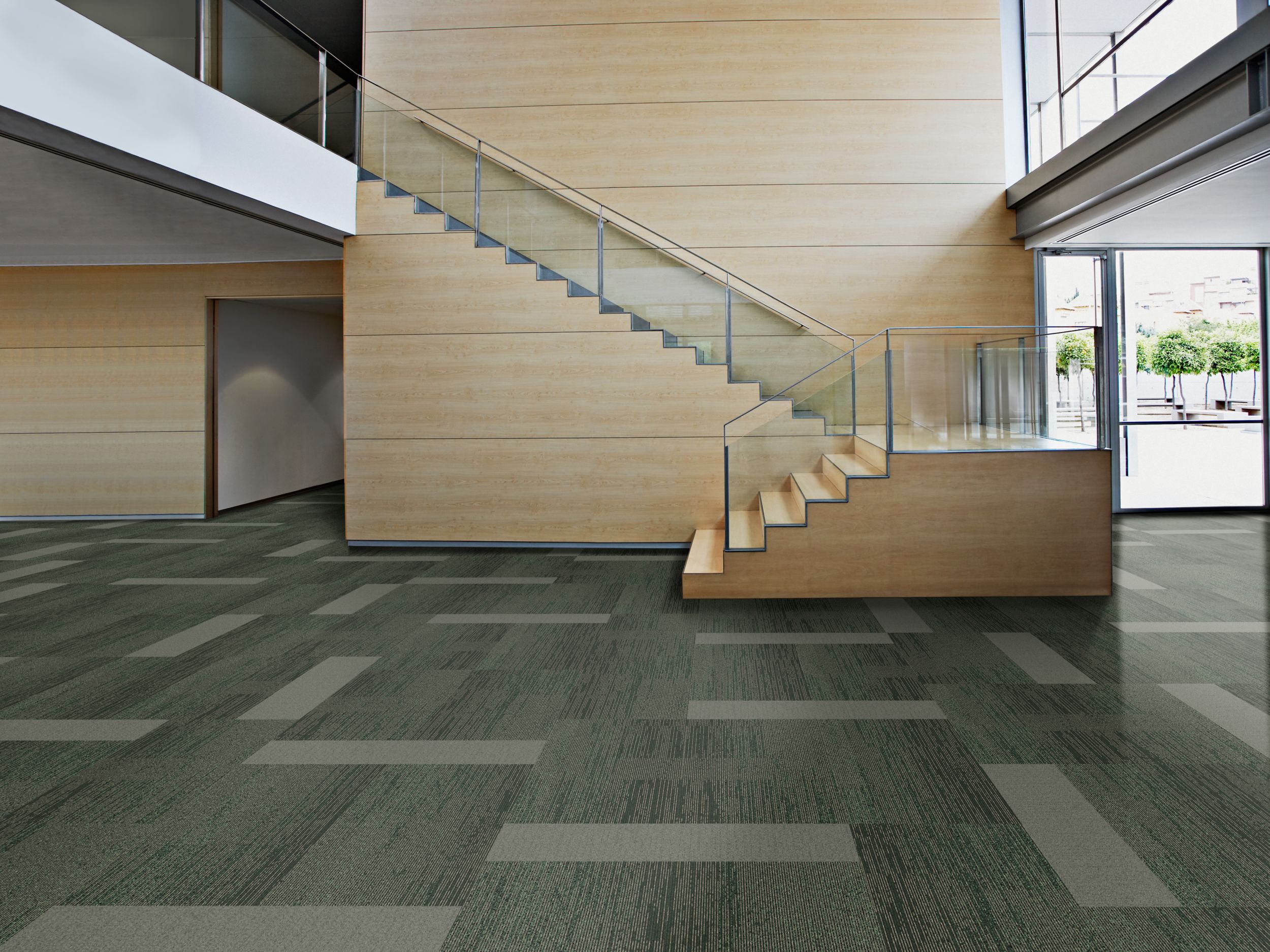 Interface San Roco and Monochrome carpet tile in open area with stairwell and wood accents imagen número 8