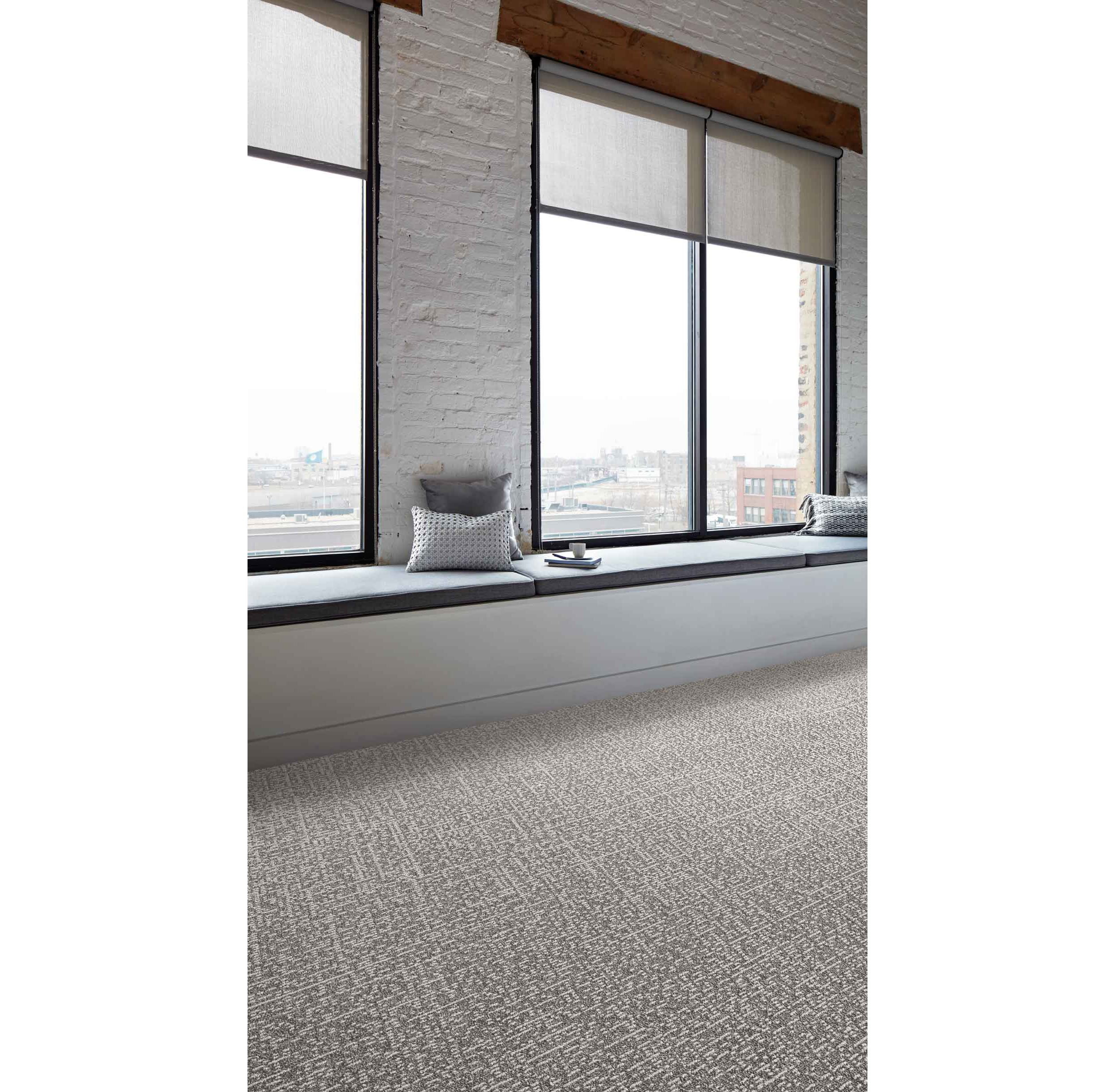 Interface Sashiko Stitch plank carpet tile in common area with bench window seat image number 1