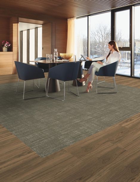 Interface Screen Print plank carpet tile in conference room