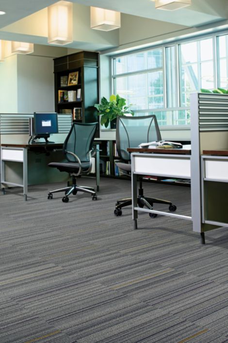 Interface Primary Stitch and Sew Straight carpet tile in cubicle workspace with two stations numéro d’image 5