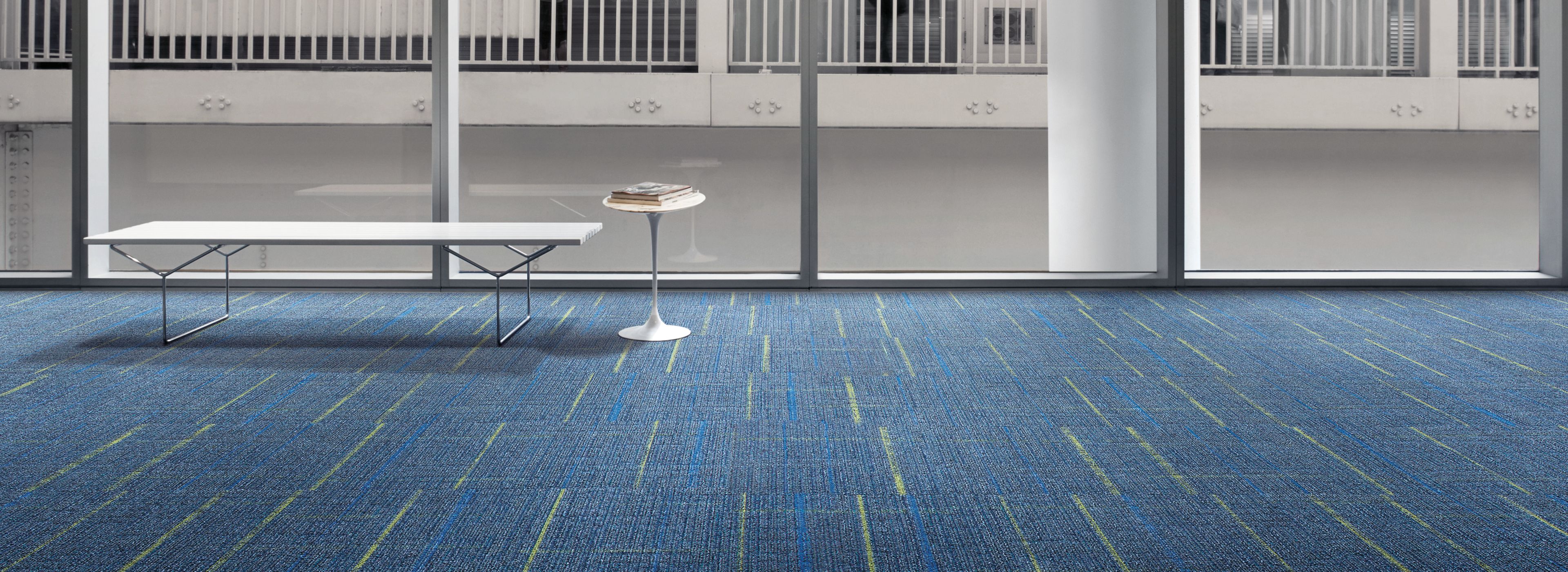 Interface Sidetrack carpet tile in lobby space with bench image number 1