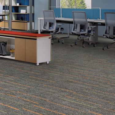 Interface Main Line carpet tile in open office with cubbie with rain boots image number 3