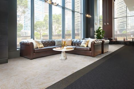 Interface Silk Age LVT with FLOR Anthracite carpet tile in lobby image number 4