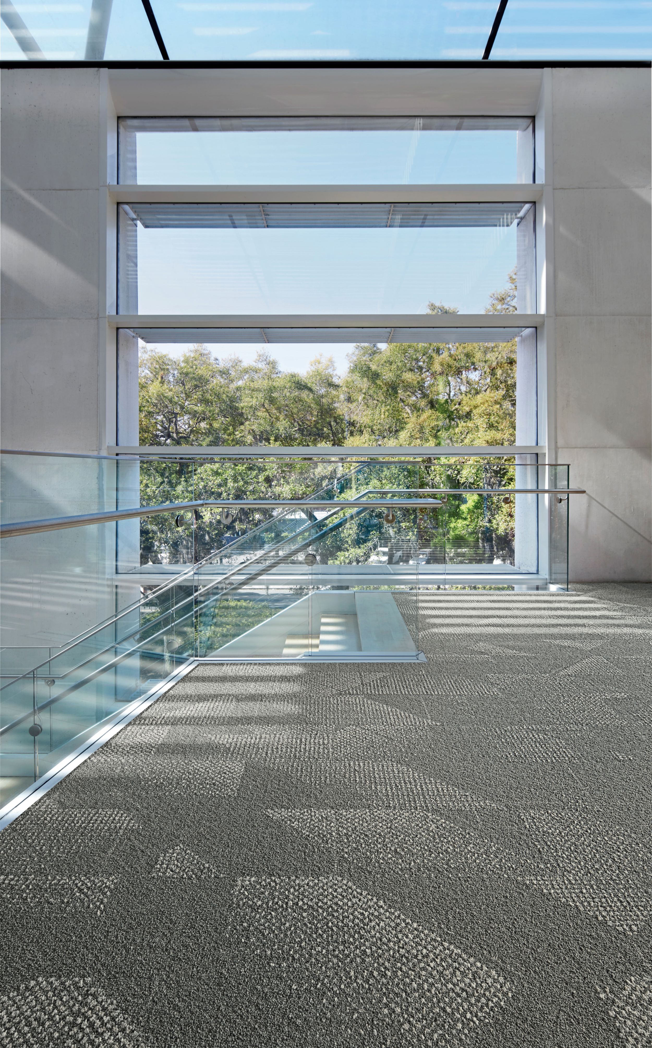 Interface Spandrel plank carpet tile in open area with stairs image number 2