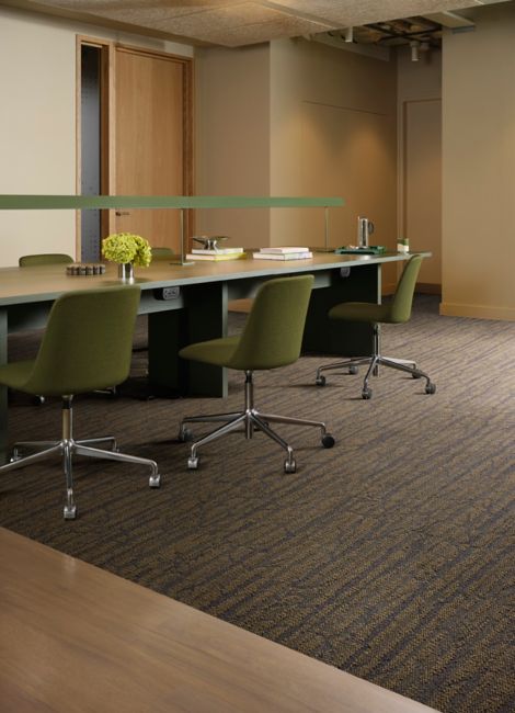 Interface Spruce It Up plank carpet tile with On Grain plank LVT in workplace meeting room image number 3