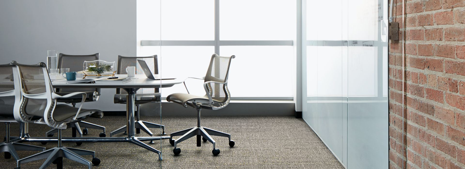 Interface Static Lines plank carpet tile in conference room