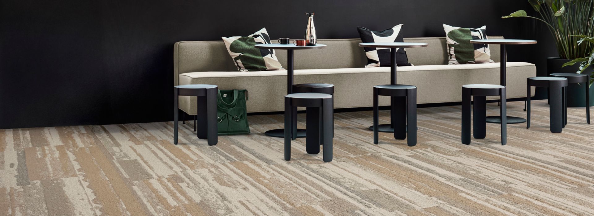 Interface Endless Orbit plank carpet tile in corporate open space