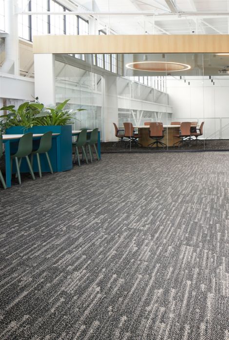 Interface Meteor plank carpet tile in open office with meeting room with glass walls image number 3