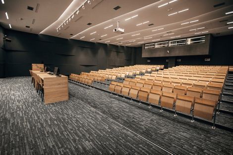 Interface Meteor plank carpet tile in higher ed lecture hall image number 5