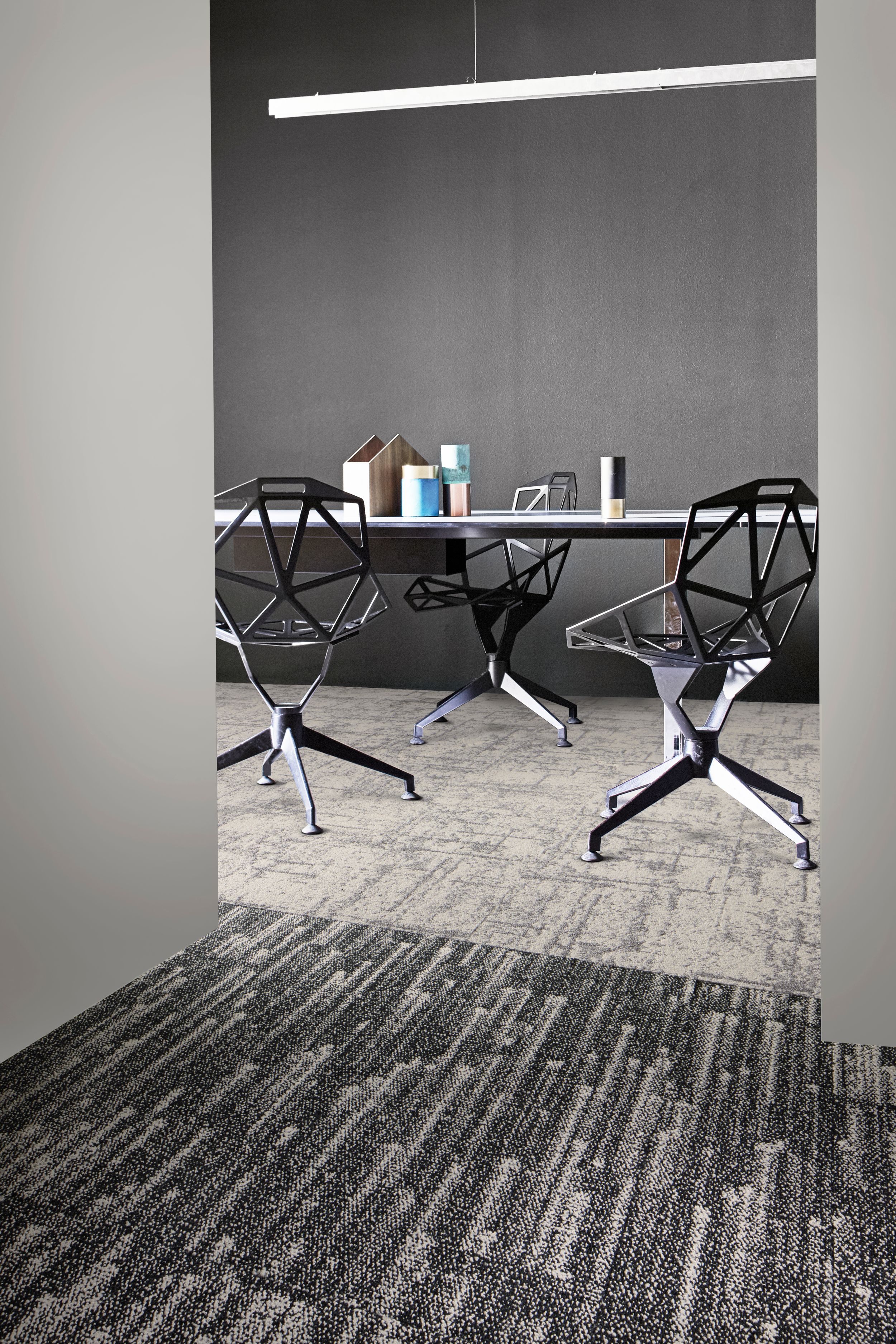 Interface Meteor plank carpet tile with FLOR Stardust carpet tile in private office image number 2