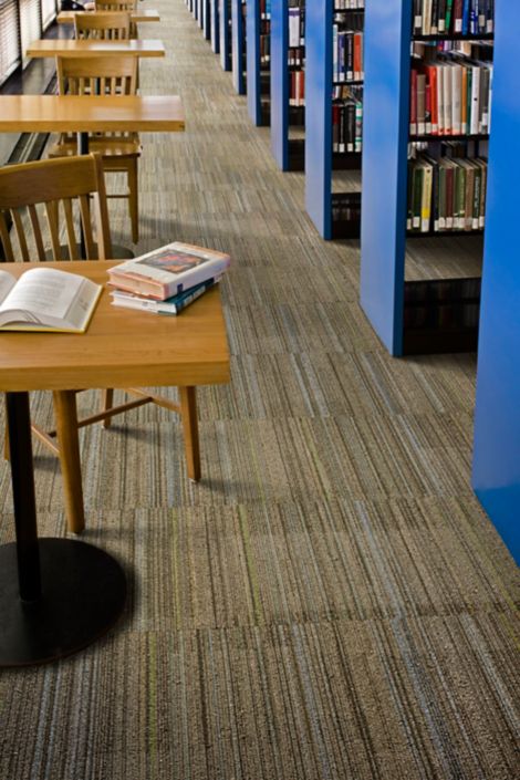 Interface Straight Edge carpet tile in library
