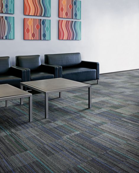 Interface Straight Edge carpet tile in waiting area with table and chairs image number 4