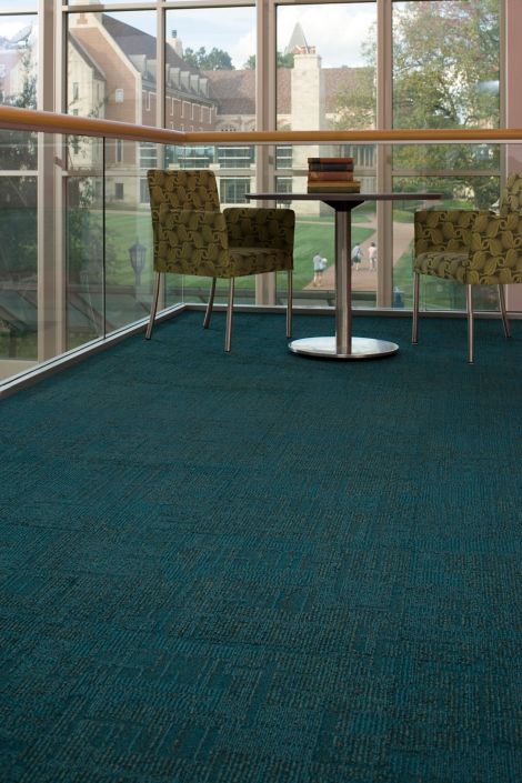 Interface Syncopation carpet tile in seating area with table, two chairs and glass walls image number 4