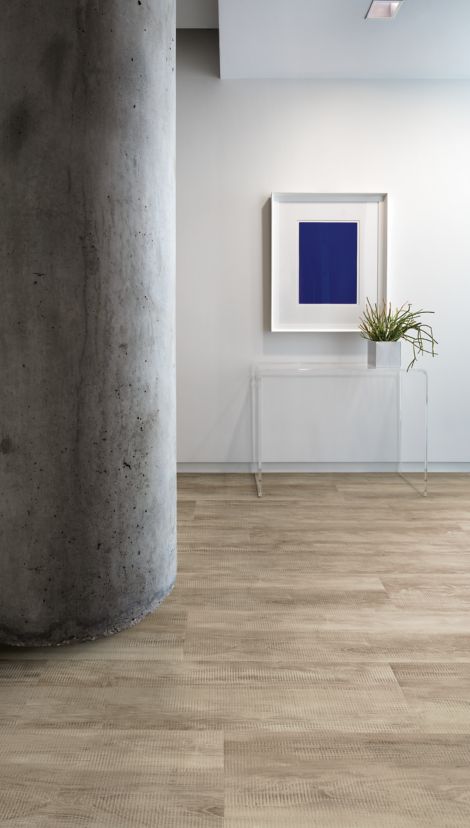 Interface Textured Woodgrains LVT in hallway with large column image number 12