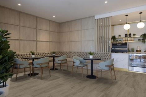Interface Textured Woodgrains plank LVT in senior living dining area image number 2