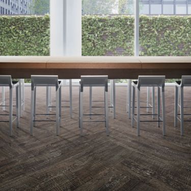 Interface Textured Woodgrains LVT with high table and stools image number 2
