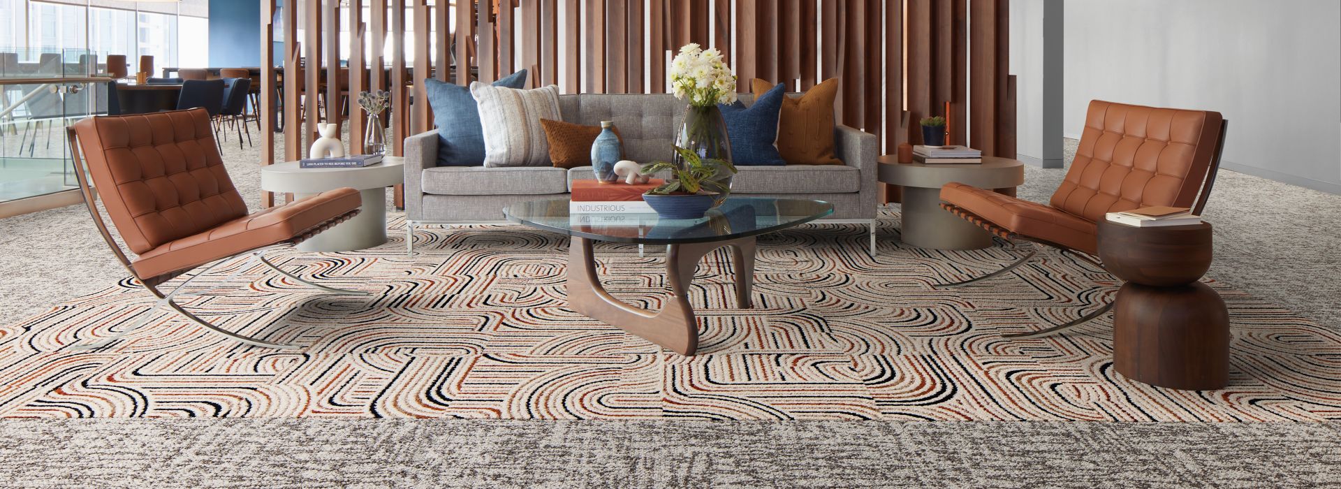 Interface Third Space 306 and FLOR Leaps and Bounds carpet tile in lobby