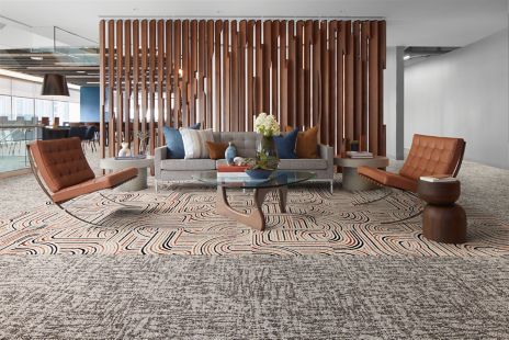 Interface Third Space 306 and FLOR Leaps and Bounds carpet tile in lobby
