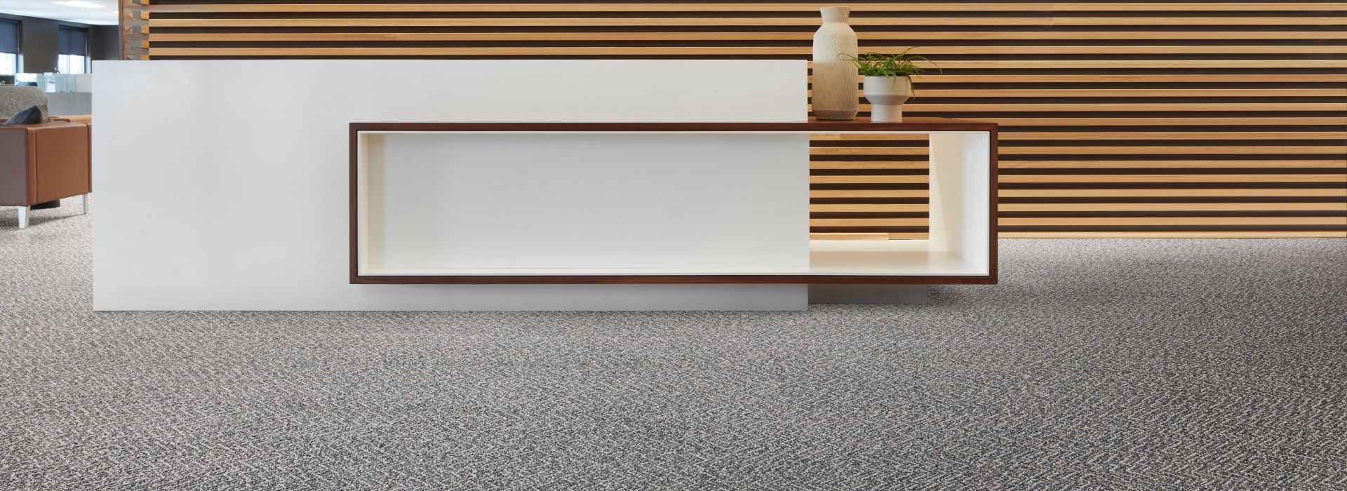 Interface Third Space 308 plank carpet tile in reception area