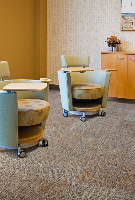 Interface carpet tile in room with wheeled chairs with trays image number 6