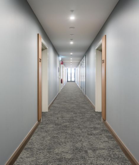 Interface Two to Tango carpet tile in senior living corridor image number 2