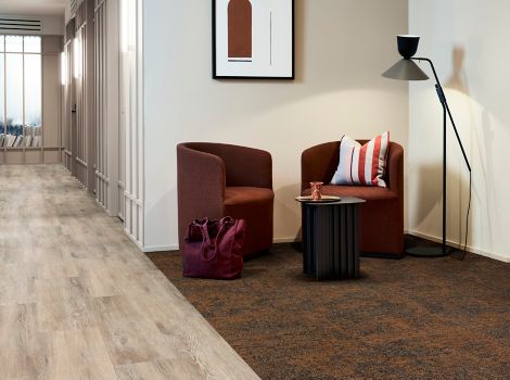 Carpet: Escarpment, Saltwater Cliff, LVT: Level Set, Antique Dark Oak, Ashlar image number 8