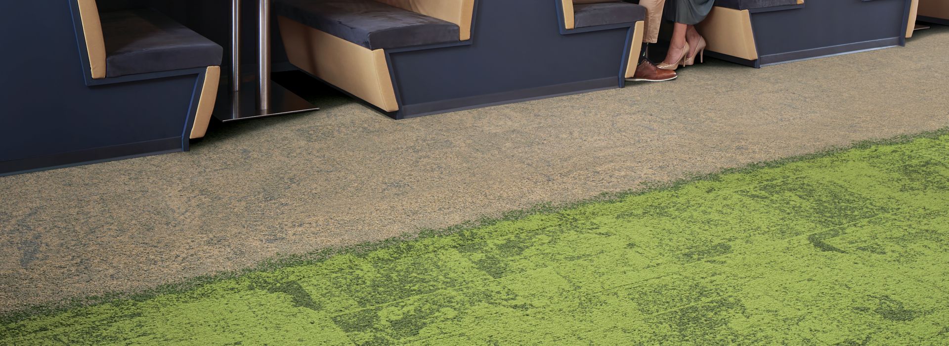 Interface UR101, UR102 and UR103 carpet tile in meeting space with booths