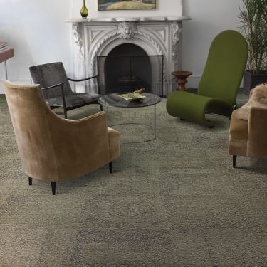 Interface UR301 carpet tile in seating area with fireplace  image number 1