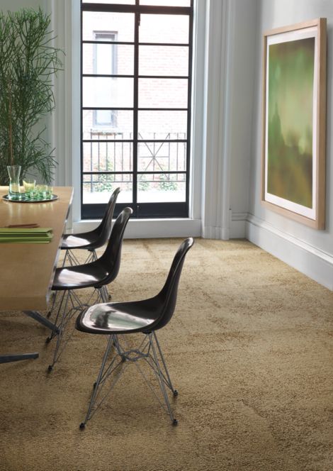 Interface UR301 carpet tile in a dining area with art and plant image number 5