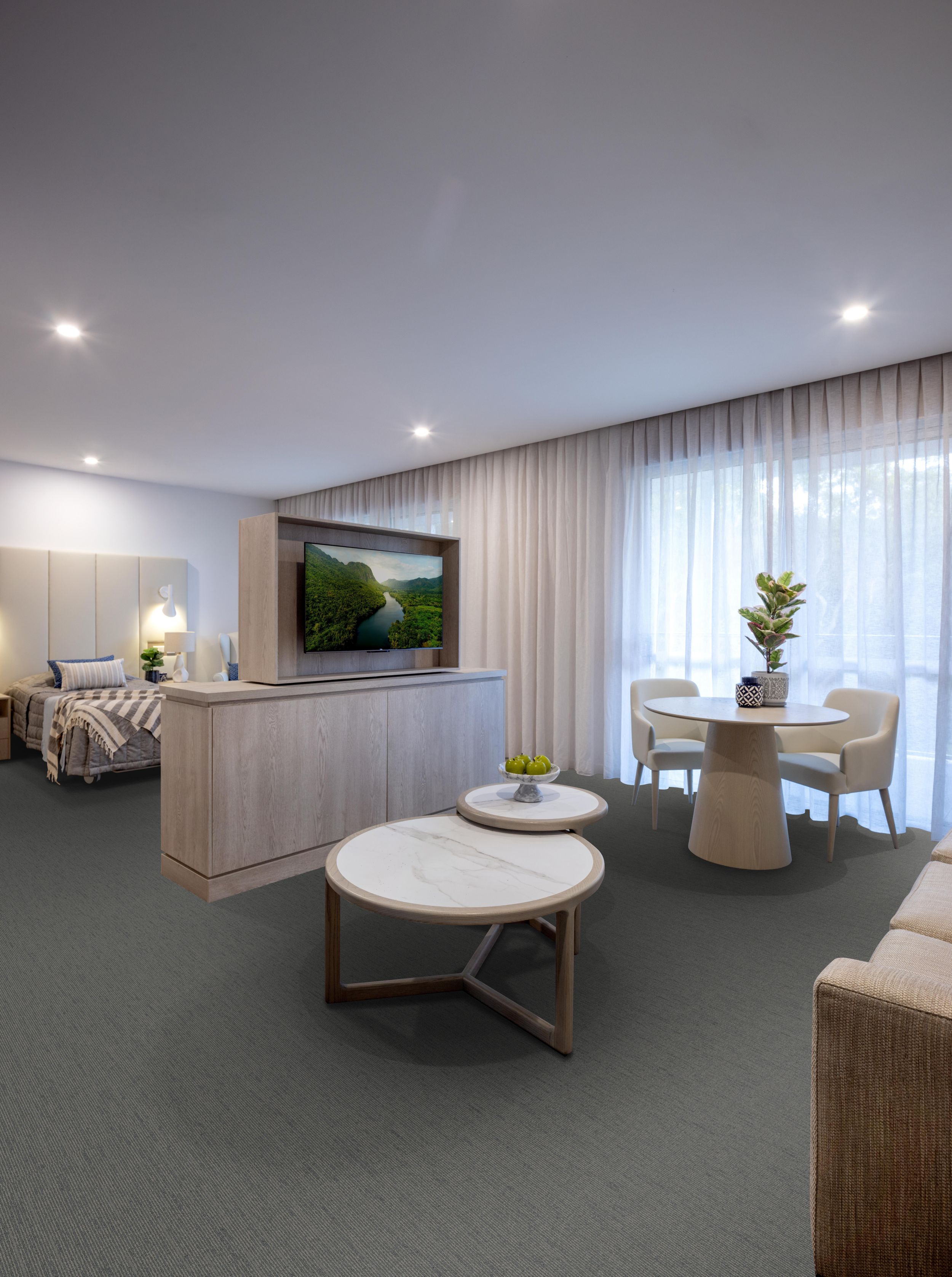 Interface UR303 carpet tile in senior living residence image number 2