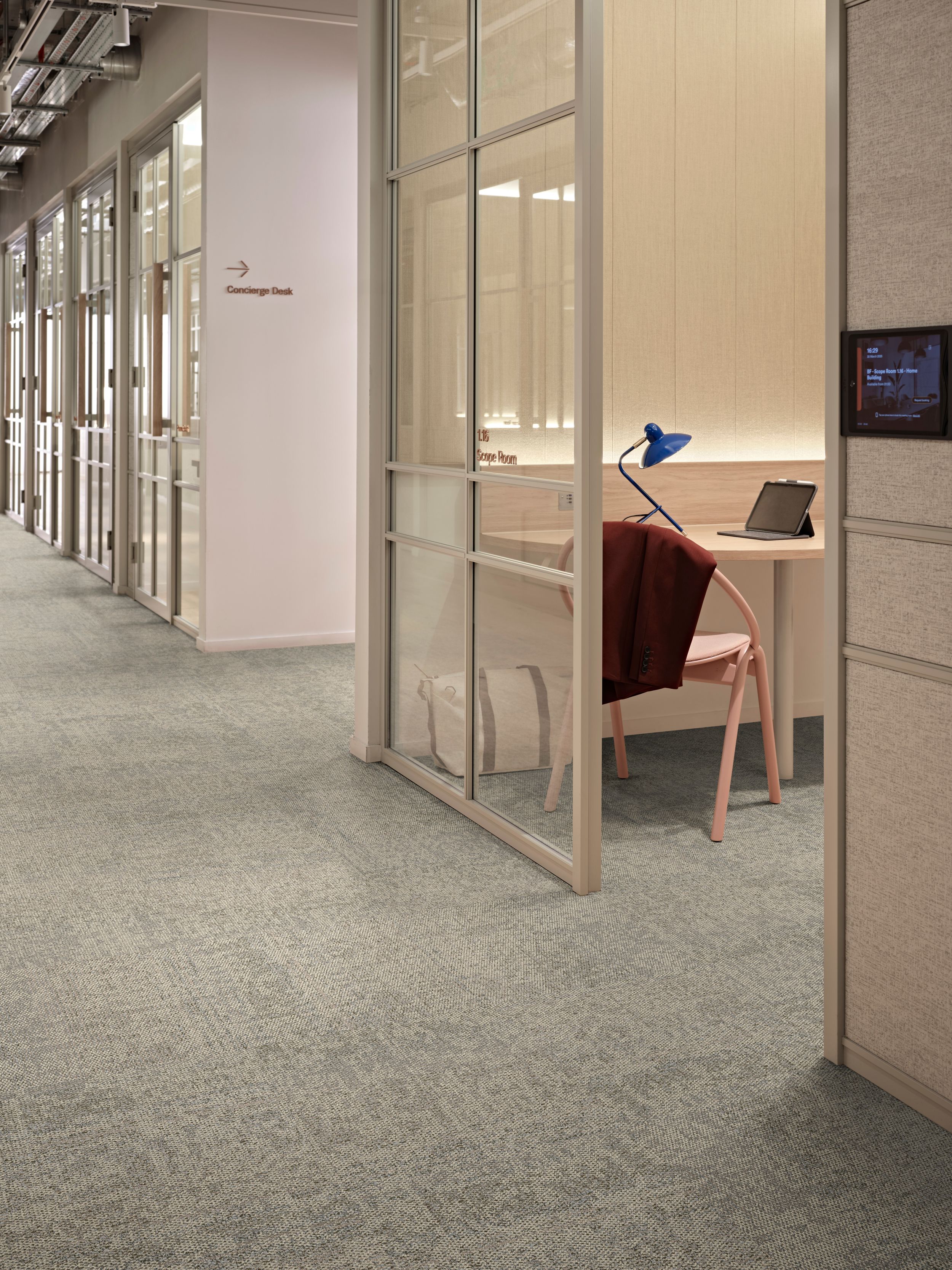 Interface Under Pressure carpet tile in workplace corridor and focus room image number 4