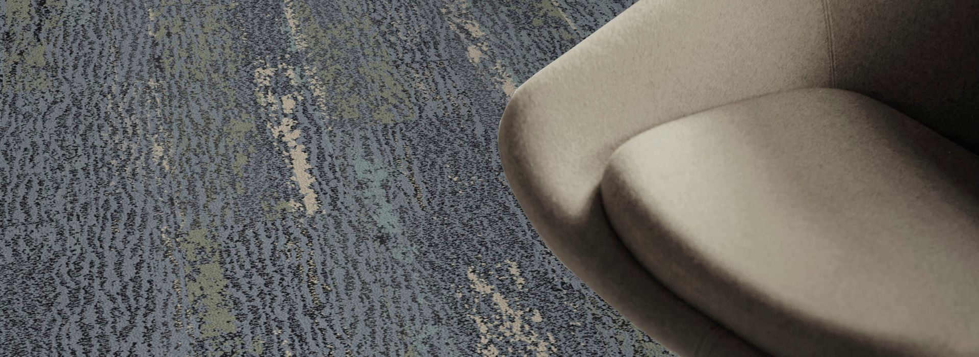 Detail of Interface Uprooted plank carpet tile with chair
