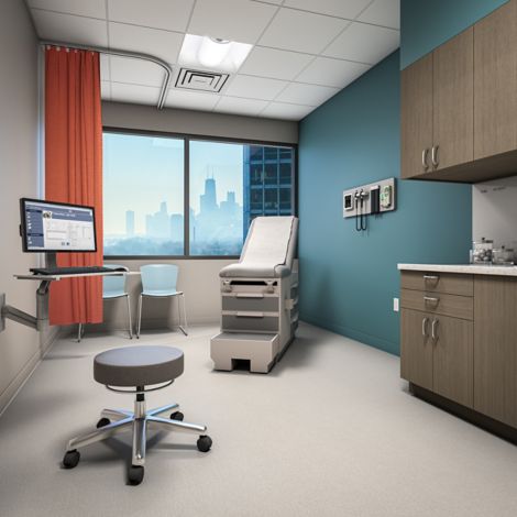 Interface Meshed vinyl sheet in a patient room