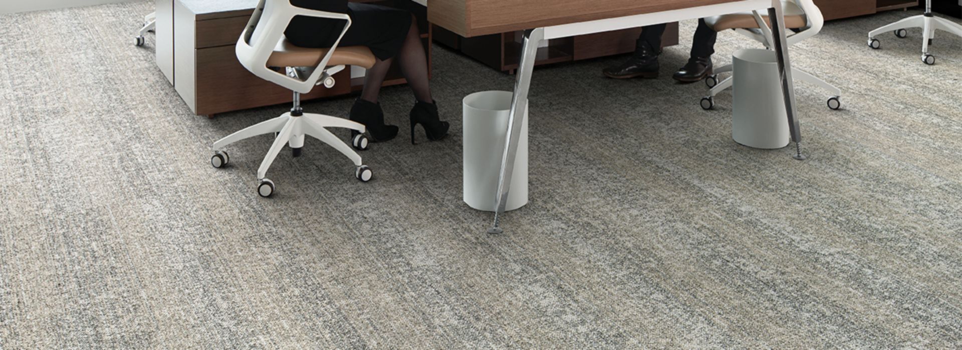 Interface Veiled Brushwork carpet tile in open work area