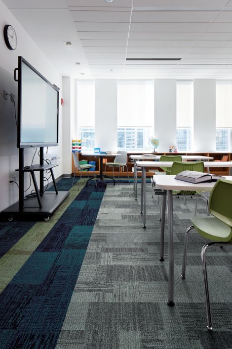 Interface Verticals plank carpet tile in classroom