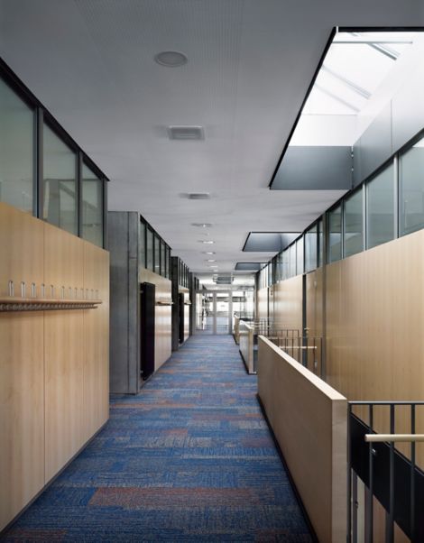 Interface Verticals plank carpet tile in office corridor