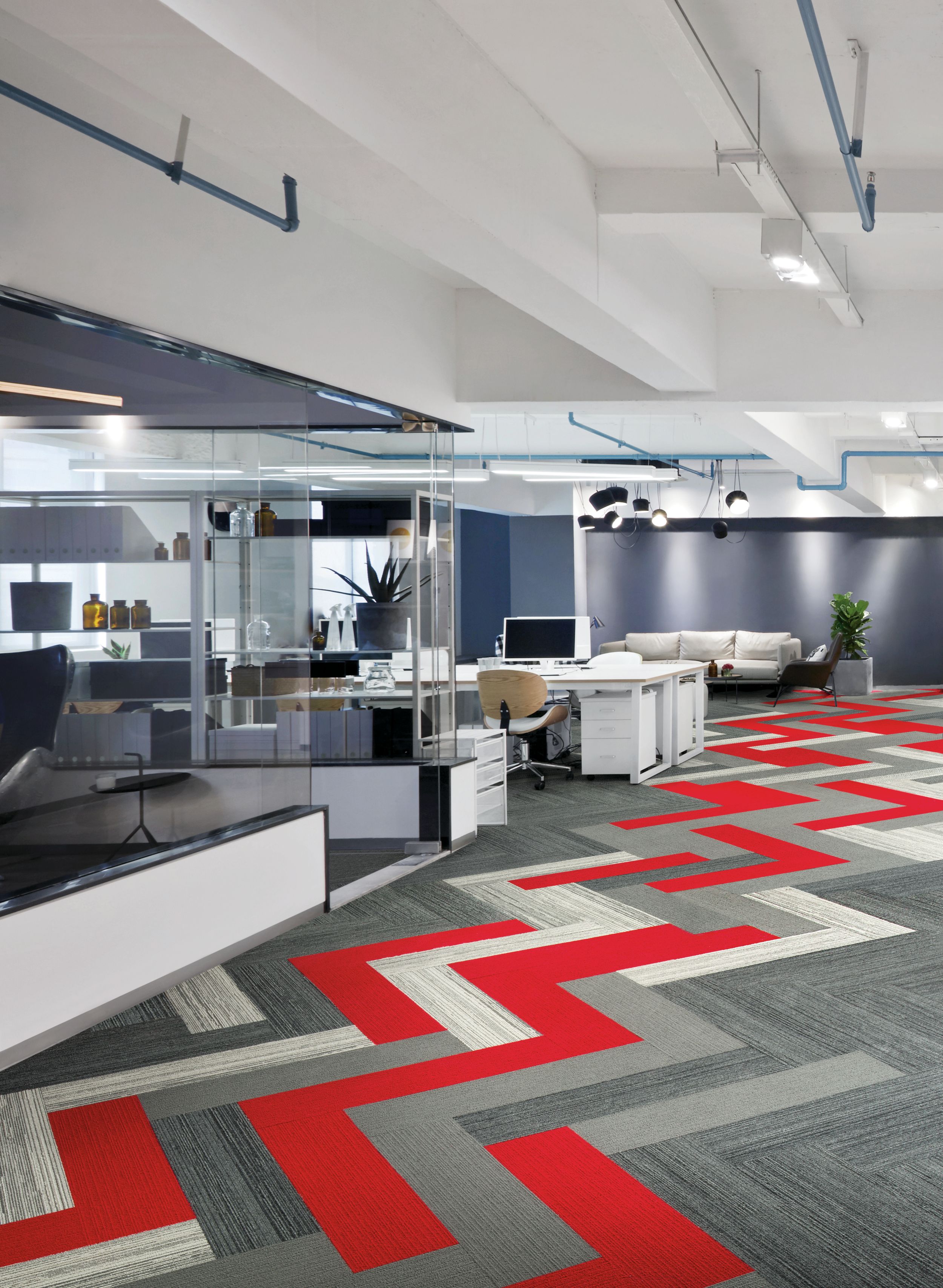 Interface Viva Colores and Progession III carpet tile in common office area with cubicles image number 7