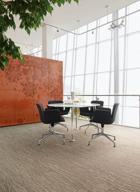 Interface WE151 carpet tile in seating area with table and chairs image number 2