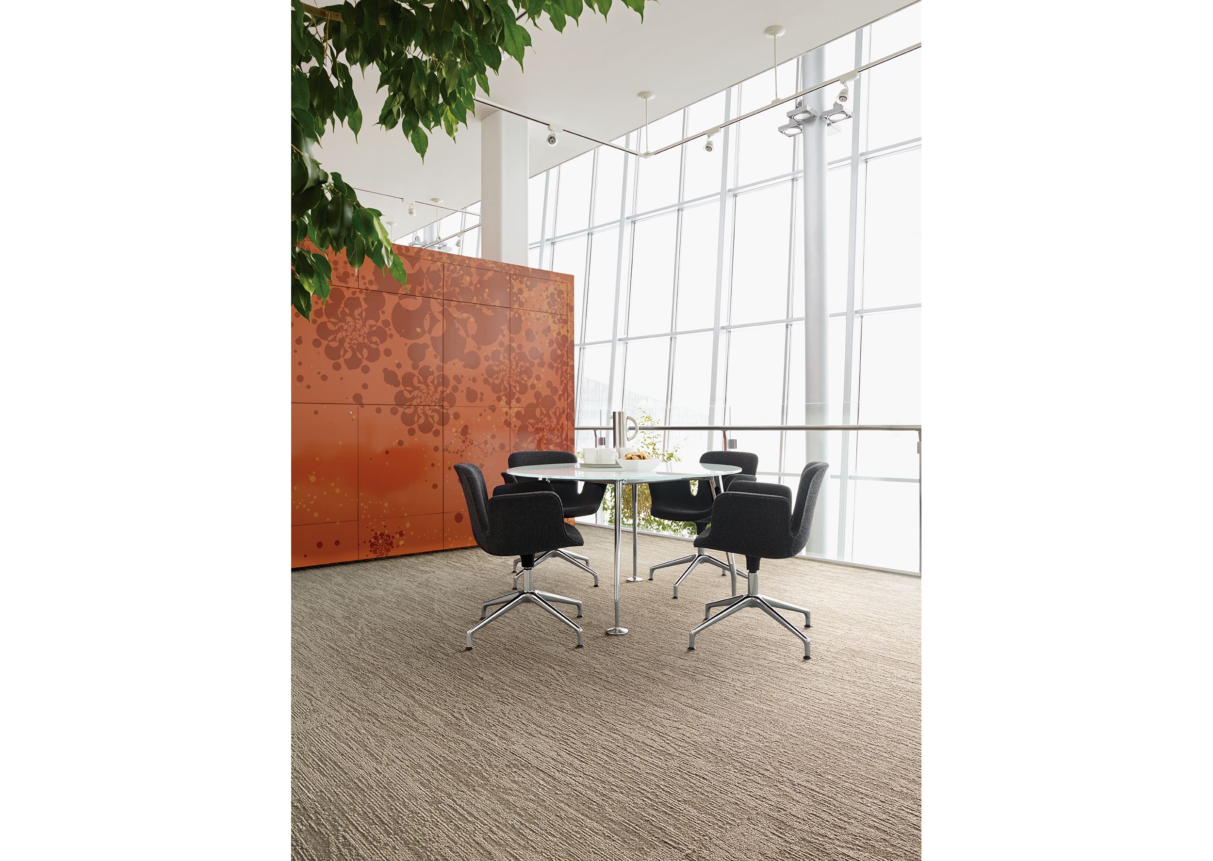 Interface WE151 carpet tile in seating area with table and chairs image number 2